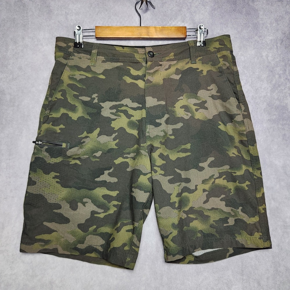 George Mens Camo Wet Dry Hybrid‎ Shorts Size 32 Green Pixelated Camouflage